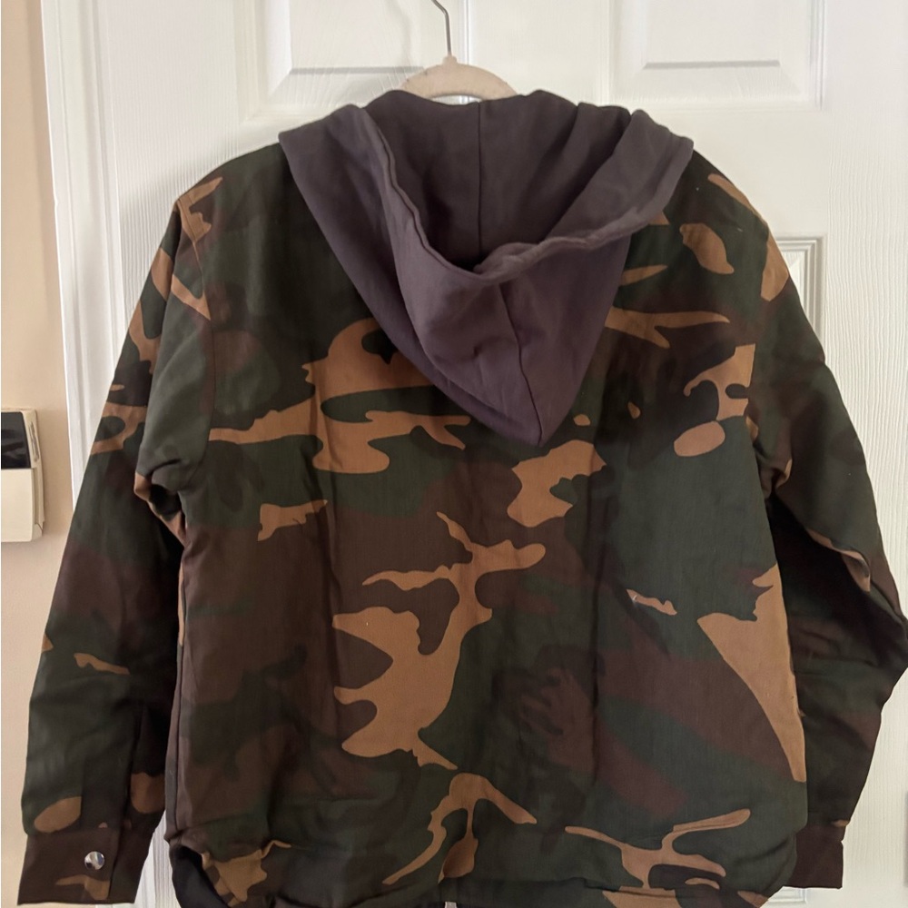 MNML Camouflage Hooded Zip Up Woodland Men’s Jacket Size Small BNWT - Picture 8 of 13